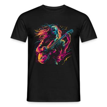 Guitariste Guitare électrique Rock Punk Metal Splash Neon - T-shirt homme - noir - Devant - AI Model Male 178 light (178cm)