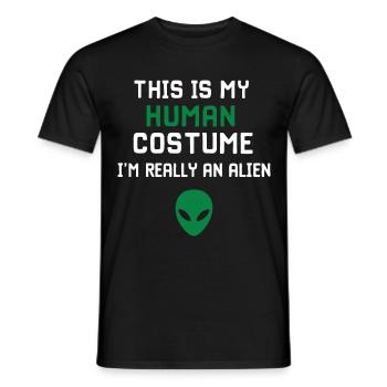 Alien UFO Aliens Außerirdischer - Men's T-Shirt - black - Front - AI Model Male 178 light (178cm)