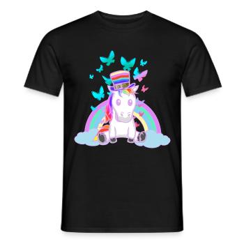 années 80 90 arc-en-ciel Licorne Licornes Vintage - T-shirt homme - noir - Devant - AI Model Male 178 light (178cm)