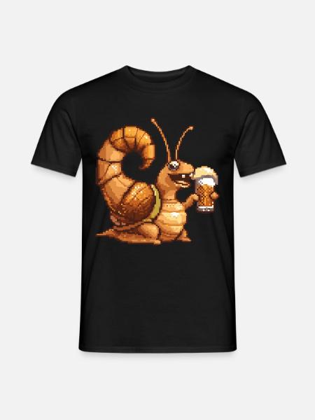 Schnecke Pixel Bier - Männer T-Shirt - Schwarz