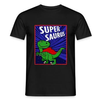 Superheld T-Rex Dinosaurier Tier Geschenkidee - Männer T-Shirt - Schwarz - Vorne - AI Model Male 178 light (178cm)