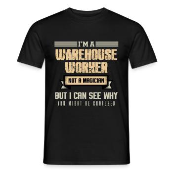 WAREHOUSE WORKER 5Not a Magician - Männer T-Shirt - Schwarz - Vorne - AI Model Male 178 light (178cm)