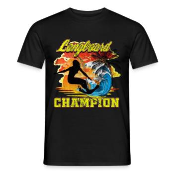 Surf Longboard CHAMPION - Männer T-Shirt - Schwarz - Vorne - AI Model Male 178 light (178cm)