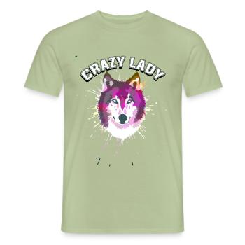 Crazy wolfs lady - Men's T-Shirt - sage - Front - AI Model Male 178 light (178cm)