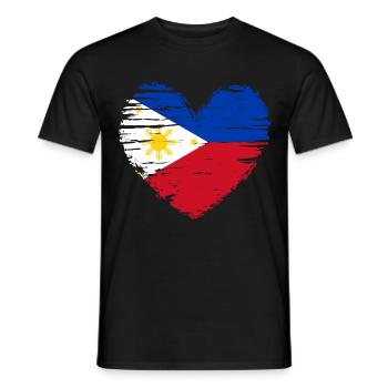 Manteau drapeau drapeau Philippines coeur - T-shirt homme - noir - Devant - AI Model Male 178 light (178cm)