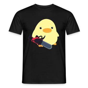 Duck with chainsaw meme chick gift idea chicken - Men's T-Shirt - black - Front - AI Model Male 178 light (178cm)