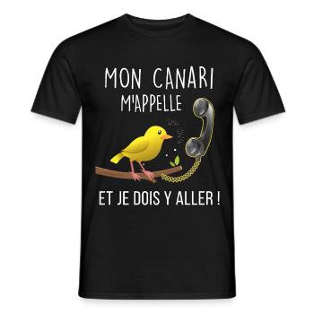 Oiseau Canari, Mon canari m'appelle idée Cadeau - T-shirt homme - noir - Devant - AI Model Male 178 light (178cm)