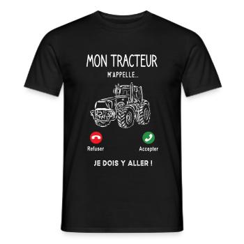 Mon tracteur m'appelle je dois y aller - T-shirt homme - noir - Devant - AI Model Male 178 light (178cm)