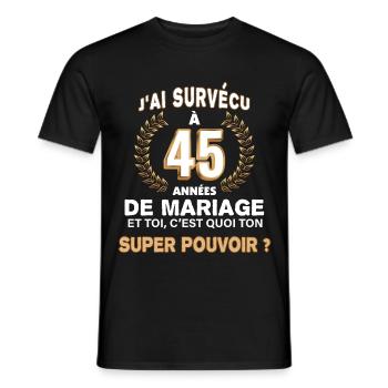 45 années de mariage noces de Vermeil Cadeau papa - T-shirt homme - noir - Devant - AI Model Male 178 light (178cm)