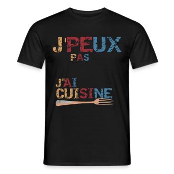 J'peux pas j'ai cuisine - T-shirt homme - noir - Devant - AI Model Male 178 light (178cm)