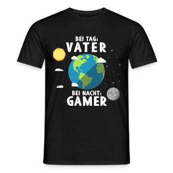 Am Tag Vater Bei Nacht Zocker Gaming Vatertag - Männer T-Shirt - Schwarz - Vorne - AI Model Male 178 light (178cm)