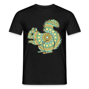 Mandala Écureuil Motif Géométrique Art - T-shirt homme - noir - Devant - AI Model Male 178 light (178cm)