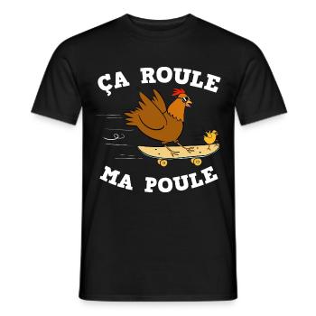 Poule et Poussin Humour Jardin - T-shirt homme - noir - Devant - AI Model Male 178 light (178cm)