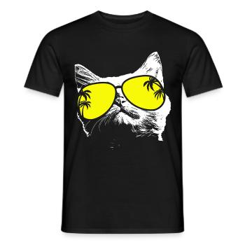 Katze Sonnenbrille Kätzchen Katzenliebe Katzenlieb - Männer T-Shirt - Schwarz - Vorne - AI Model Male 178 light (178cm)