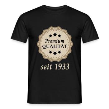 Premium Qualität seit 1933 - Männer T-Shirt - Schwarz - Vorne - AI Model Male 178 light (178cm)