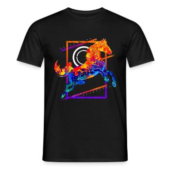 Horse Riding Rider Jumping Gallop Colorful Vintage - Men's T-Shirt - black - Front - AI Model Male 178 light (178cm)