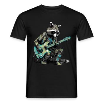 Raton laveur avec guitare - T-shirt homme - noir - Devant - AI Model Male 178 light (178cm)