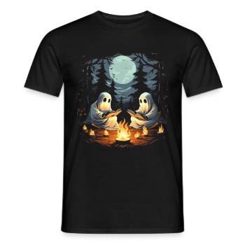 Ghost Halloween Book Campfire - Men's T-Shirt - black - Front - AI Model Male 178 light (178cm)