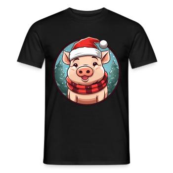 Pig Christmas - Men's T-Shirt - black - Front - AI Model Male 178 light (178cm)