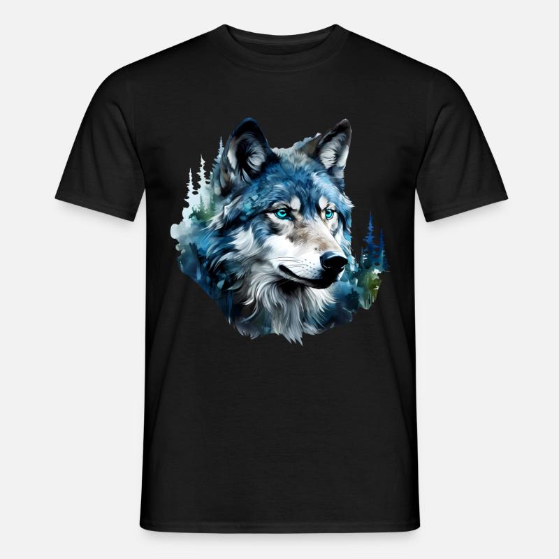 Wolf - Männer T-Shirt - Schwarz