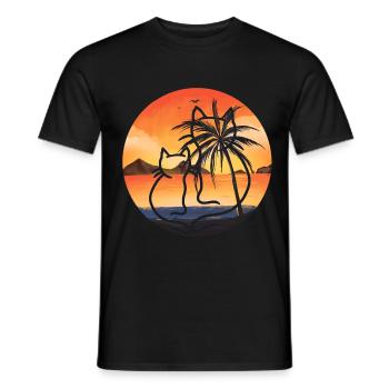Chats rétro Vintage 90's 80's chat Nature plage - T-shirt homme - noir - Devant - AI Model Male 178 light (178cm)