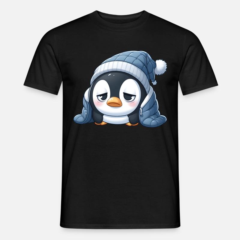 Müder Pinguin - Männer T-Shirt - Schwarz