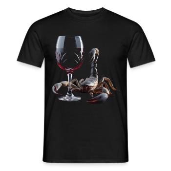 Skorpion Wein - Männer T-Shirt - Schwarz - Vorne - AI Model Male 178 light (178cm)