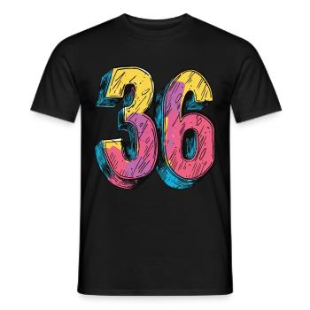 36 Number Colorful - Men's T-Shirt - black - Front - AI Model Male 178 light (178cm)