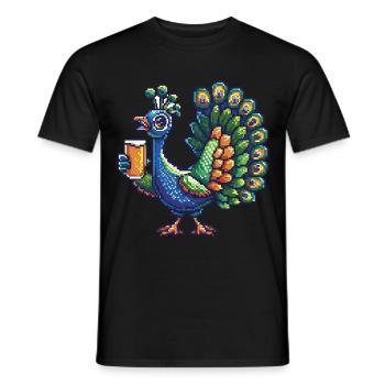 Bière Peacock Bird Pixel - T-shirt homme - noir - Devant - AI Model Male 178 light (178cm)