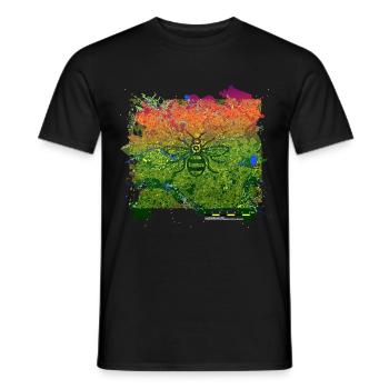 Abeille mellifère mancunienne au-dessus d’un Manchester minuit - T-shirt homme - noir - Devant - AI Model Male 178 light (178cm)