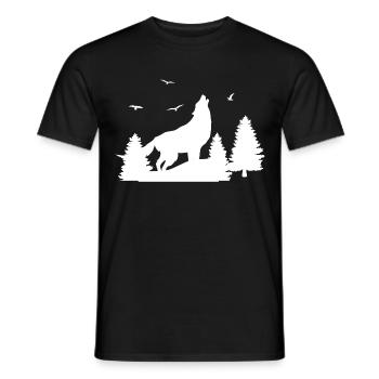 Wolf Wald - Männer T-Shirt - Schwarz - Vorne - AI Model Male 178 light (178cm)