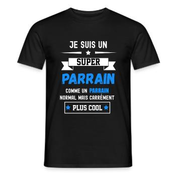 SUPER PARRAIN COMME PARRAIN NORMAL - T-shirt homme - noir - Devant - AI Model Male 178 light (178cm)