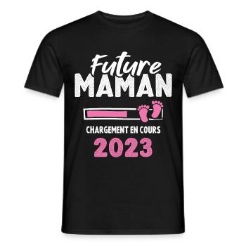 Future Maman 2023 Chargement En Cours - T-shirt homme - noir - Devant - AI Model Male 178 light (178cm)