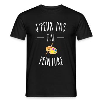 j'peux pas j'ai peinture palette couleurs - T-shirt homme - noir - Devant - AI Model Male 178 light (178cm)