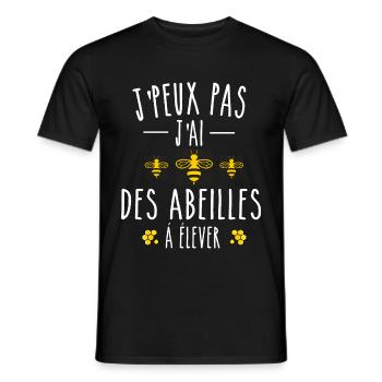 je peux pas j'ai des abeilles à élever - T-shirt homme - noir - Devant - AI Model Male 178 light (178cm)