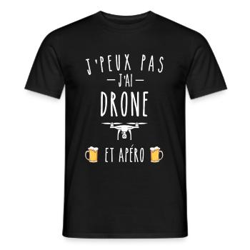 j'peux pas j'ai drone et apéro - T-shirt homme - noir - Devant - AI Model Male 178 light (178cm)