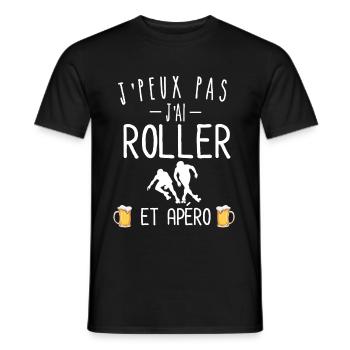 Je peux pas j'ai roller et apéro - T-shirt homme - noir - Devant - AI Model Male 178 light (178cm)