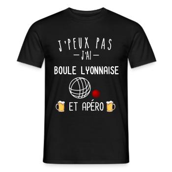 je peux pas j'ai boule lyonnaise et apéro - T-shirt homme - noir - Devant - AI Model Male 178 light (178cm)