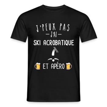 je peux pas j'ai ski acrobatique et apéro - T-shirt homme - noir - Devant - AI Model Male 178 light (178cm)
