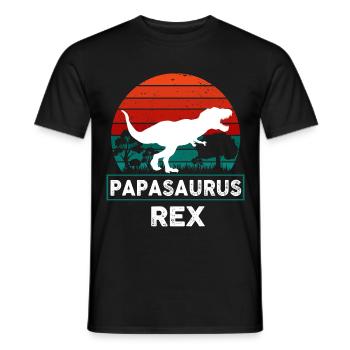 Papasaurus Rex Humor Dinosaur Trex - Men's T-Shirt - black - Front - AI Model Male 178 light (178cm)