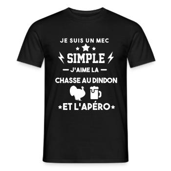 chasse au dindon apéro mec simple cadeau humour - T-shirt homme - noir - Devant - AI Model Male 178 light (178cm)