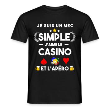 casino et apéro humour cadeau - T-shirt homme - noir - Devant - AI Model Male 178 light (178cm)