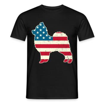4th of July Pomeranian Dog American Flag USA - Männer T-Shirt - Schwarz - Vorne - AI Model Male 178 light (178cm)