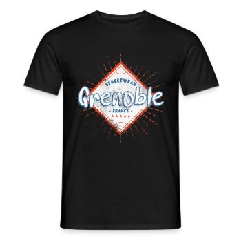 Grenoble France City Skyline Home Love - Men's T-Shirt - black - Front - AI Model Male 178 light (178cm)
