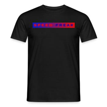 Speed Freak with blue red background - Men's T-Shirt - black - Front - AI Model Male 178 light (178cm)