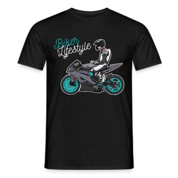 Motorcycle Lifestyle / Motorcycle / Motorcycle biker - Men's T-Shirt - black - Front - AI Model Male 178 light (178cm)