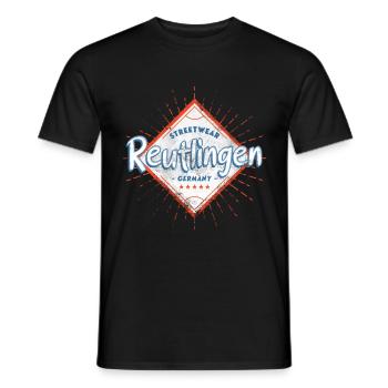 Reutlingen Germany City Skyline Home Love - Men's T-Shirt - black - Front - AI Model Male 178 light (178cm)