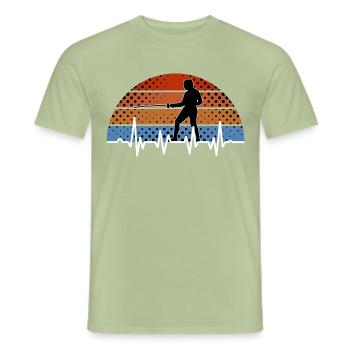 Fencing Sport Heartbeat Gift - Men's T-Shirt - sage - Front - AI Model Male 178 light (178cm)