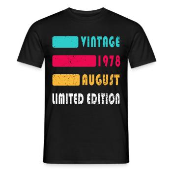 Août 1978 Anniversaire Août 1978 Août - T-shirt homme - noir - Devant - AI Model Male 178 light (178cm)