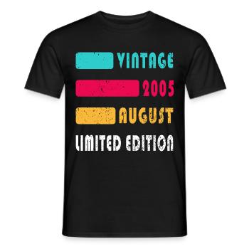 Août 2005 Anniversaire Août 2005 Août - T-shirt homme - noir - Devant - AI Model Male 178 light (178cm)